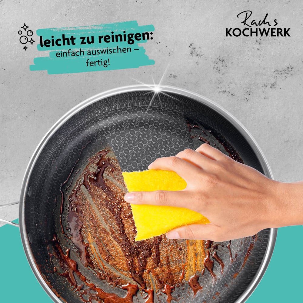 Rachs KOCHWERK Bratpfanne Edelstahl-Pfanne 24cm mit Wabenstruktur, Antihaft-Effekt Induktionsherd Keramik Gas Elektro Infrarot hoher Rand