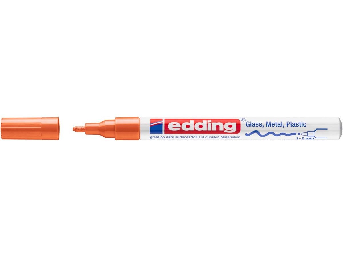 edding Lackmarker Glanzlack-Marker 751 creative Rundspitze 1-2 mm Orange, wasserfest und hitzebeständig bis 400