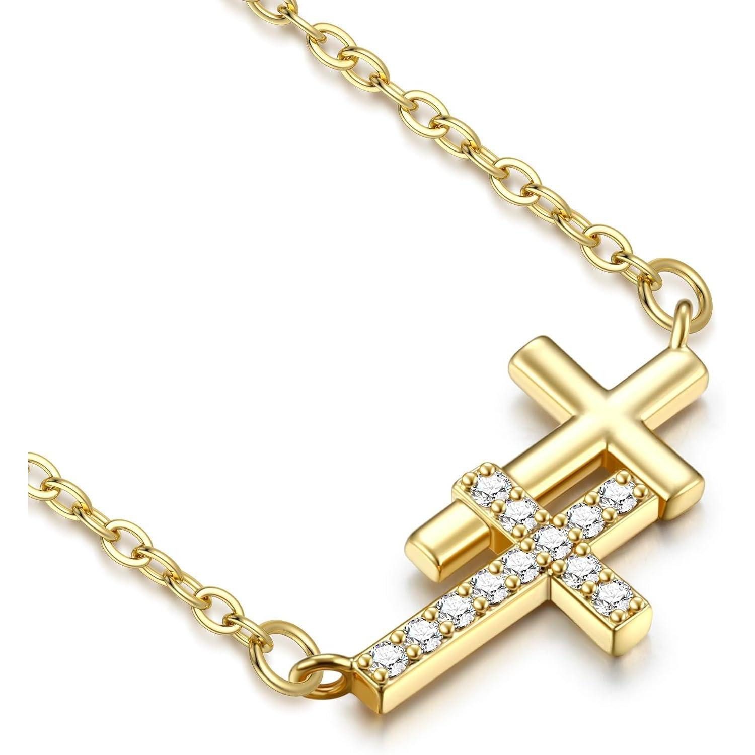 LuxusKollektion Kreuzkette Kreuz Kette Damen Gold Silber Halskette Frauen mit Anhänger