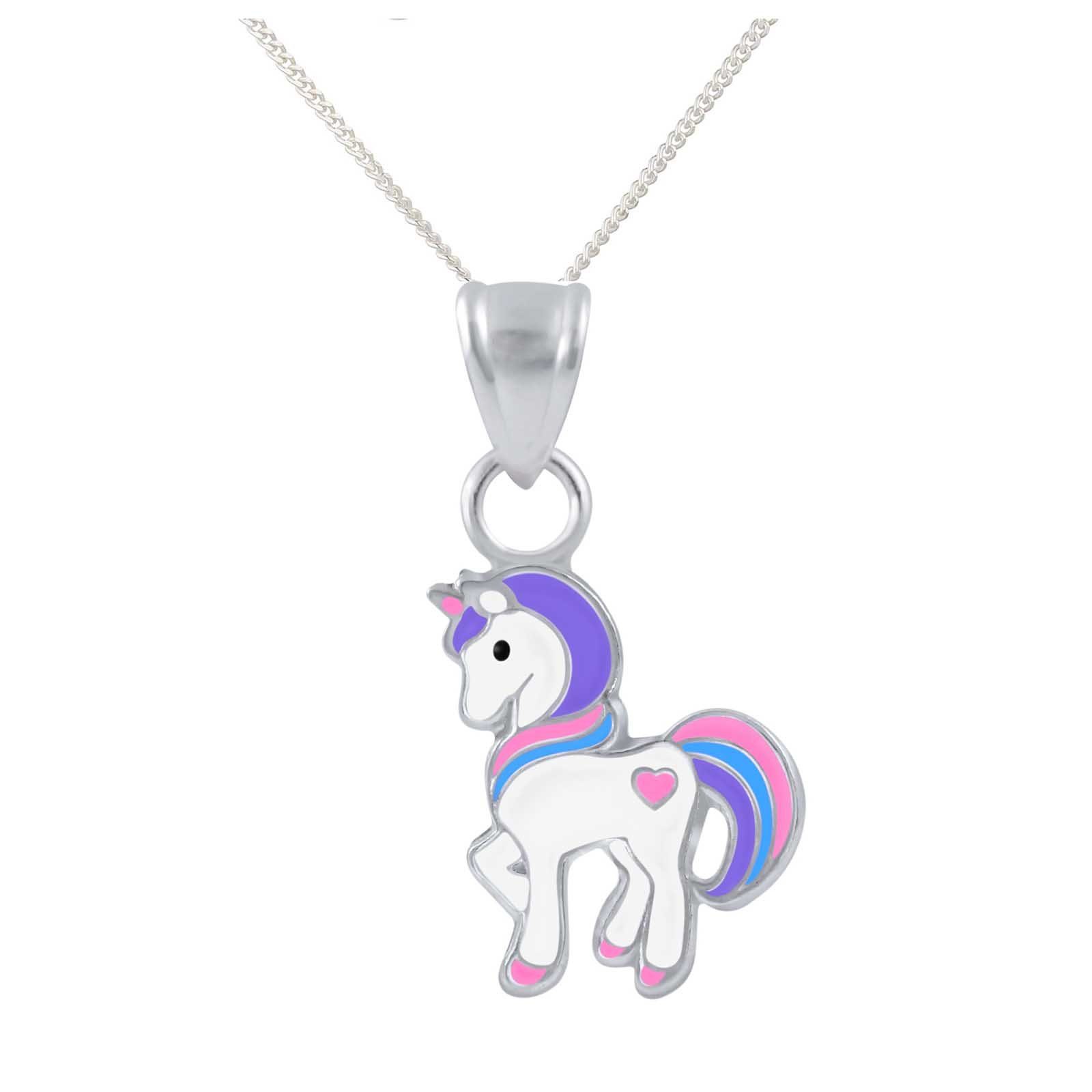 schmuck23 Kettenanhänger Kette Anhänger Einhorn 925 Silber Kinder Mädchen (Halskette mit Anhänger), Silberanhänger Kettenanhänger Kinderschmuck Halskette