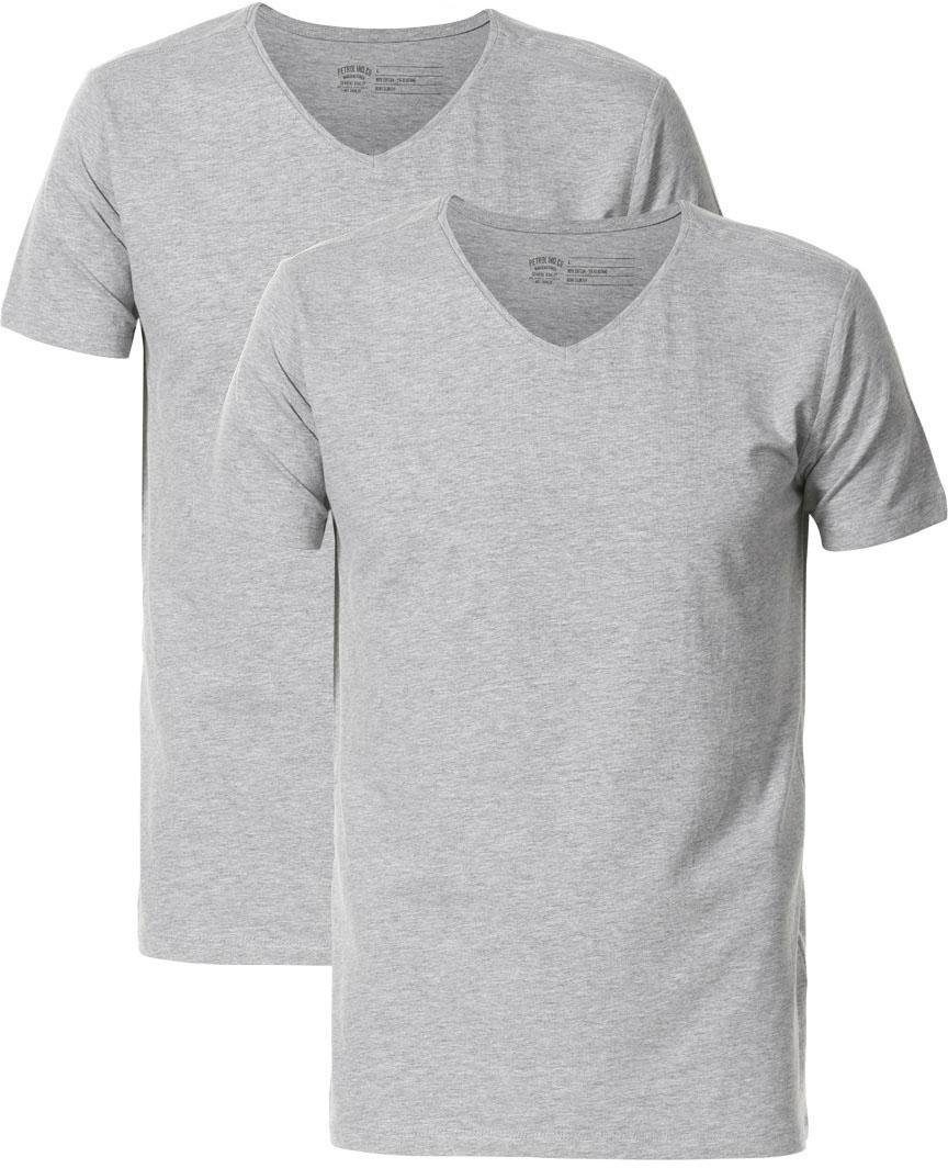 Petrol Industries T-Shirt (Packung, V-Ausschnitt Grey Melee 2er-Pack) Light