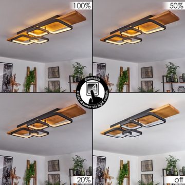 hofstein Deckenleuchte »Palermo« dimmbare Deckenlampe, Metall/Holz/Kunststoff, Schwarz/Natur, 3000 Kelvin, über herkömmlichen Lichtschalter dimmbar, LED 4200 Lumen, Weiß