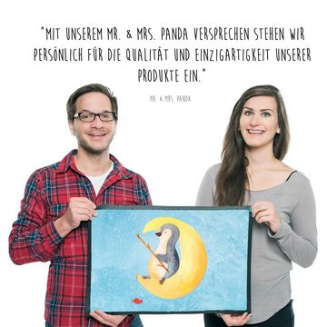 Fußmatte 50 x 75 cm Pinguin Mond - Eisblau - Geschenk, Schmutzmatte, Türvorleg, Mr. & Mrs. Panda, Höhe: 0.3 mm, Herzliches Willkommen