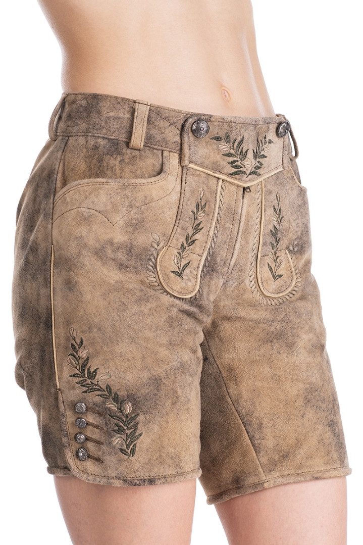 Spieth & Wensky Lederhose Trachtenlederhose Damen - KASTANIE - fungi/grün