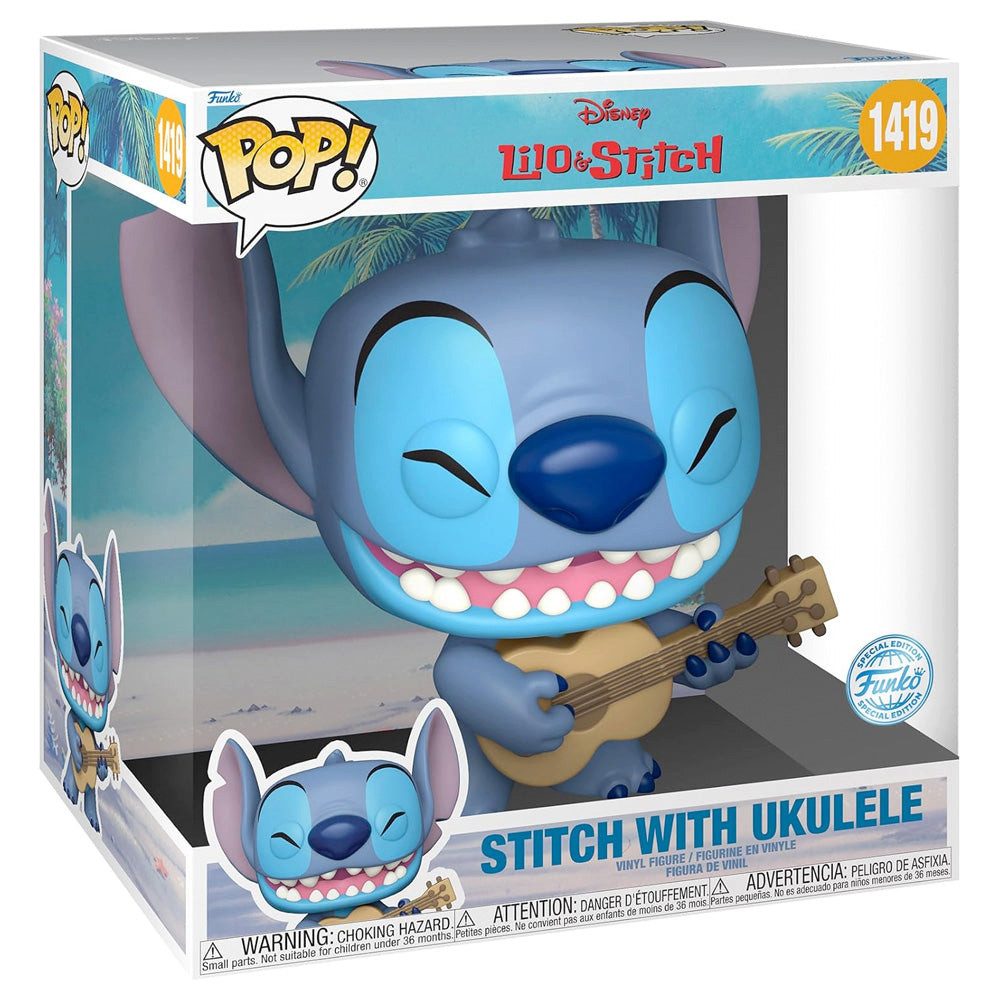 Stitch Actionfigur Funko POP Jumbo! Stitch w/ Ukelele, 25 cm