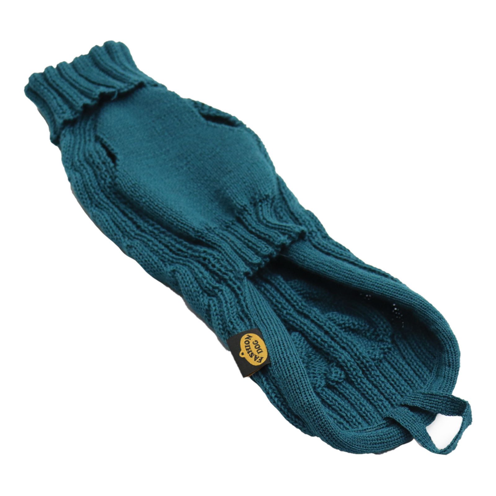 Fashion Dog Hundepullover Hunde-Strickpullover mit Zopfmuster, Petrol, 60 cm