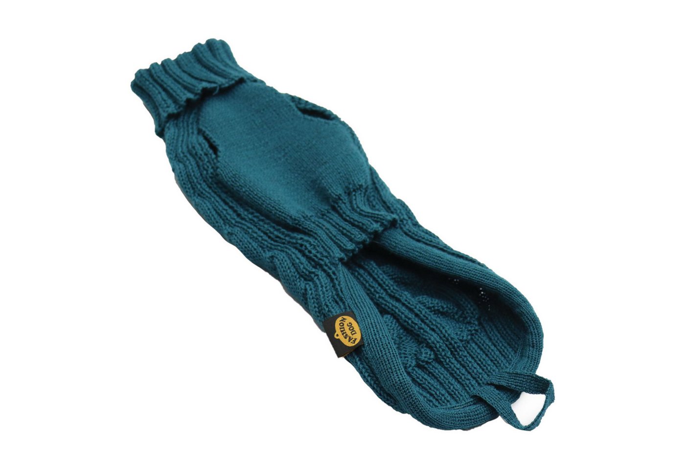 Thumbnail - Fashion Dog Hundepullover Hunde-Strickpullover mit Zopfmuster, Petrol, 55 cm