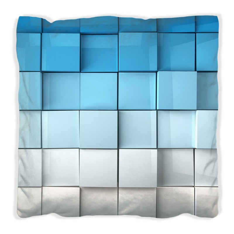 Wallario Dekokissen »Blau-weiße Kisten Schachteln Muster«, handgenäht