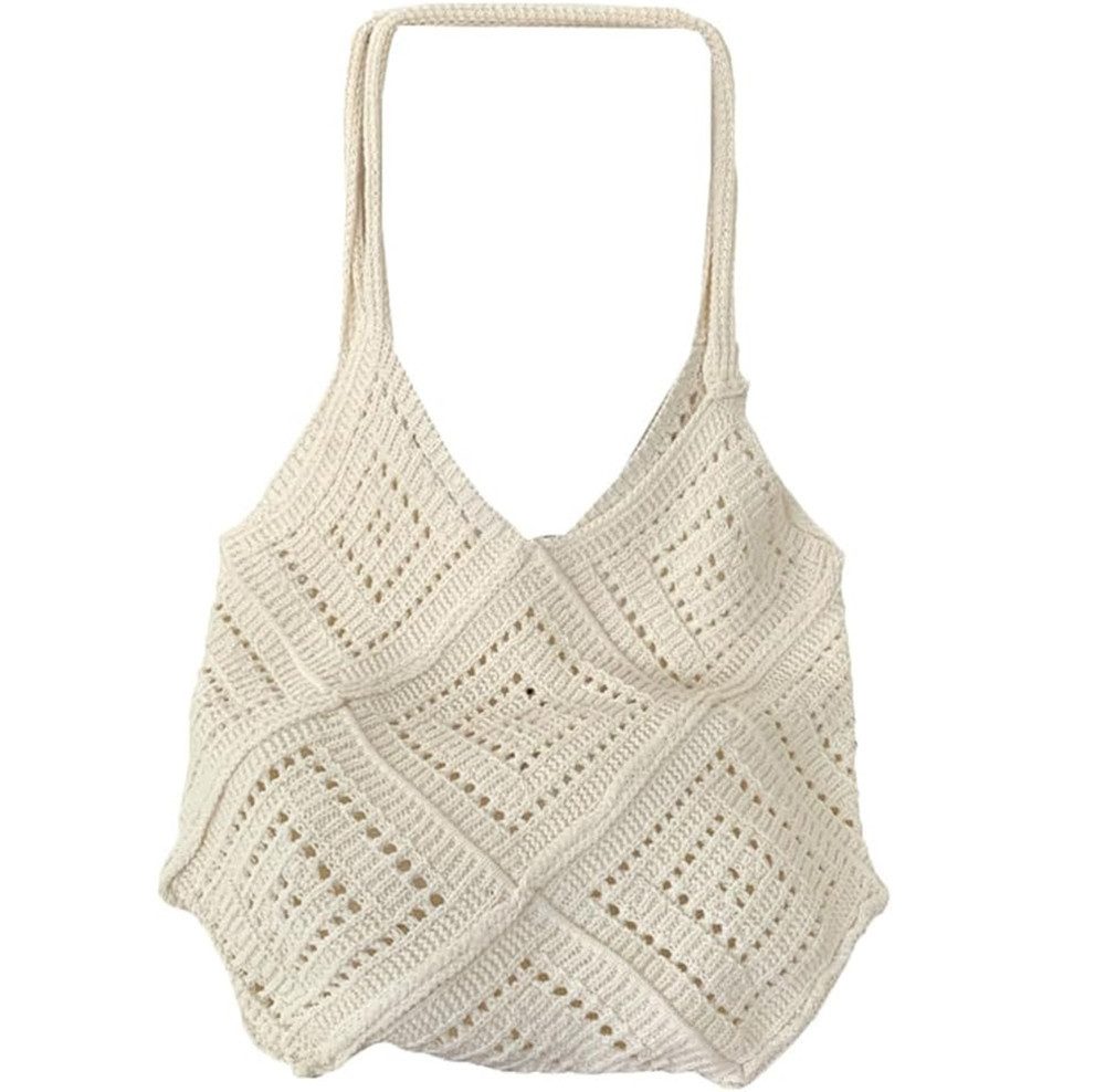 Strandtasche Damen Sommer Boho, Crochet Mesh Strandtasche, Gehäkelt Handtasche