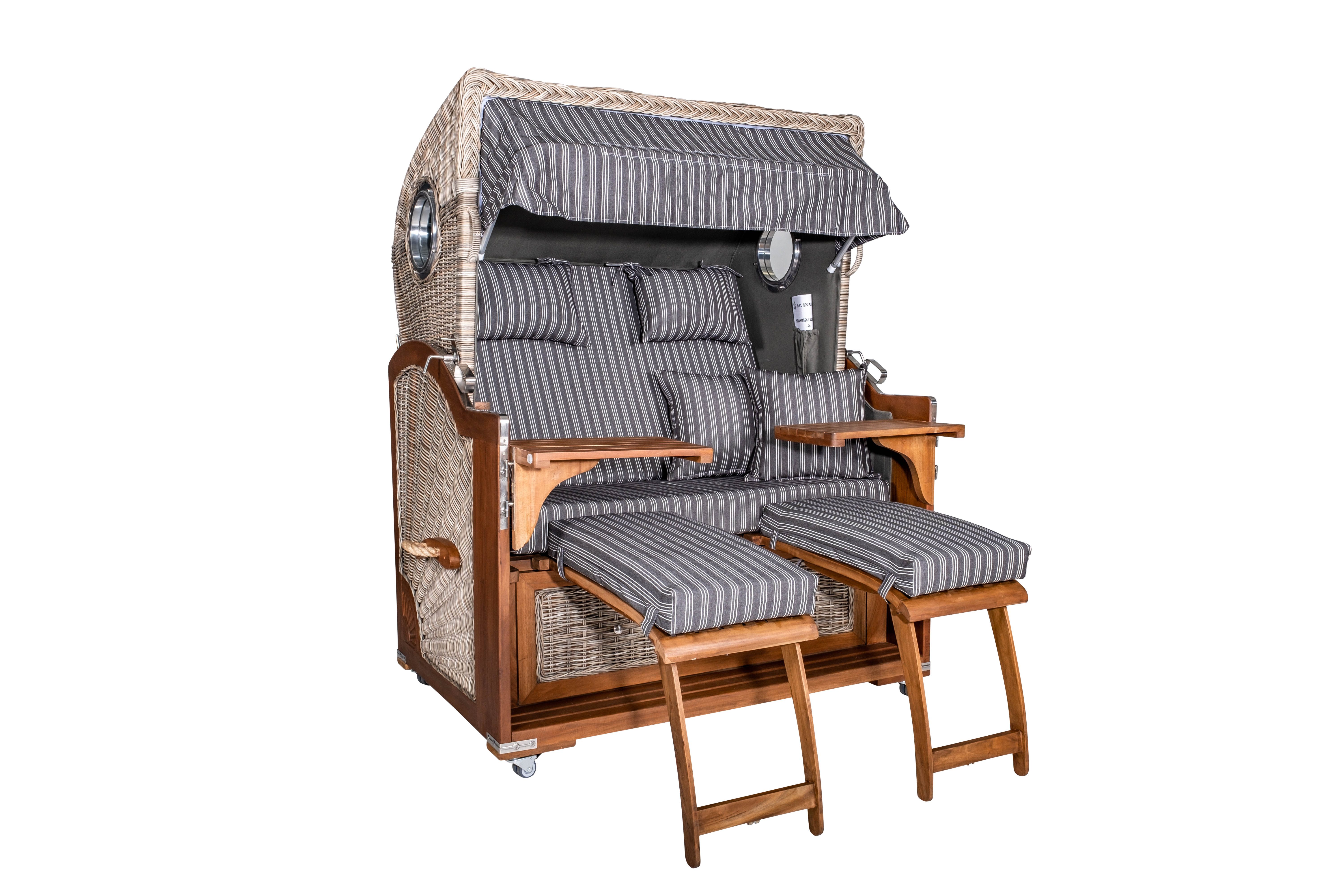 WebaVita Strandkorb Webavita Strandkorb Bali Grau, BxTxH: 136x95x160 cm