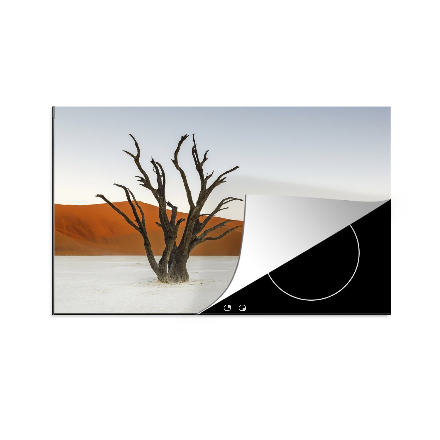MuchoWow Herdblende-/Abdeckplatte Kameldornbaum am Sossusvlei in Namibia, Vinyl, (1 tlg), 81x52 cm, Induktionskochfeld Schutz für die küche, Ceranfeldabdeckung