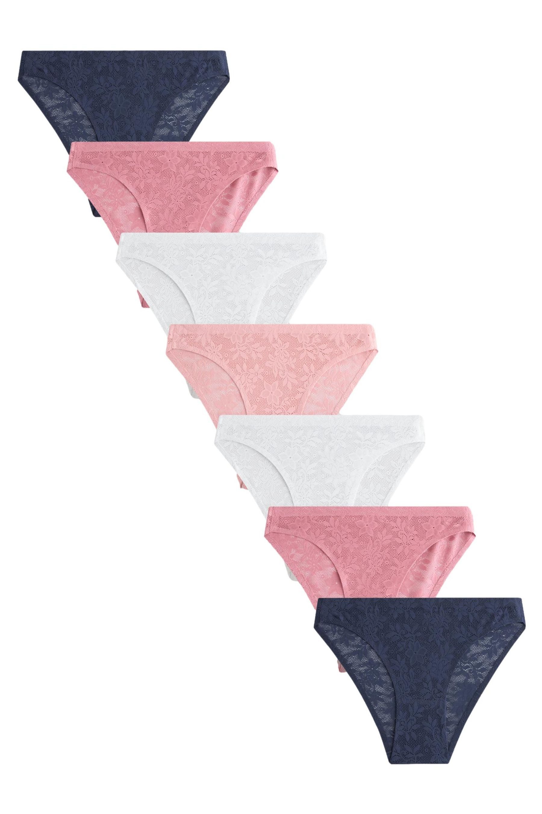 Slip Spitzenslips mit hohem Beinausschnitt, 7er-Pack