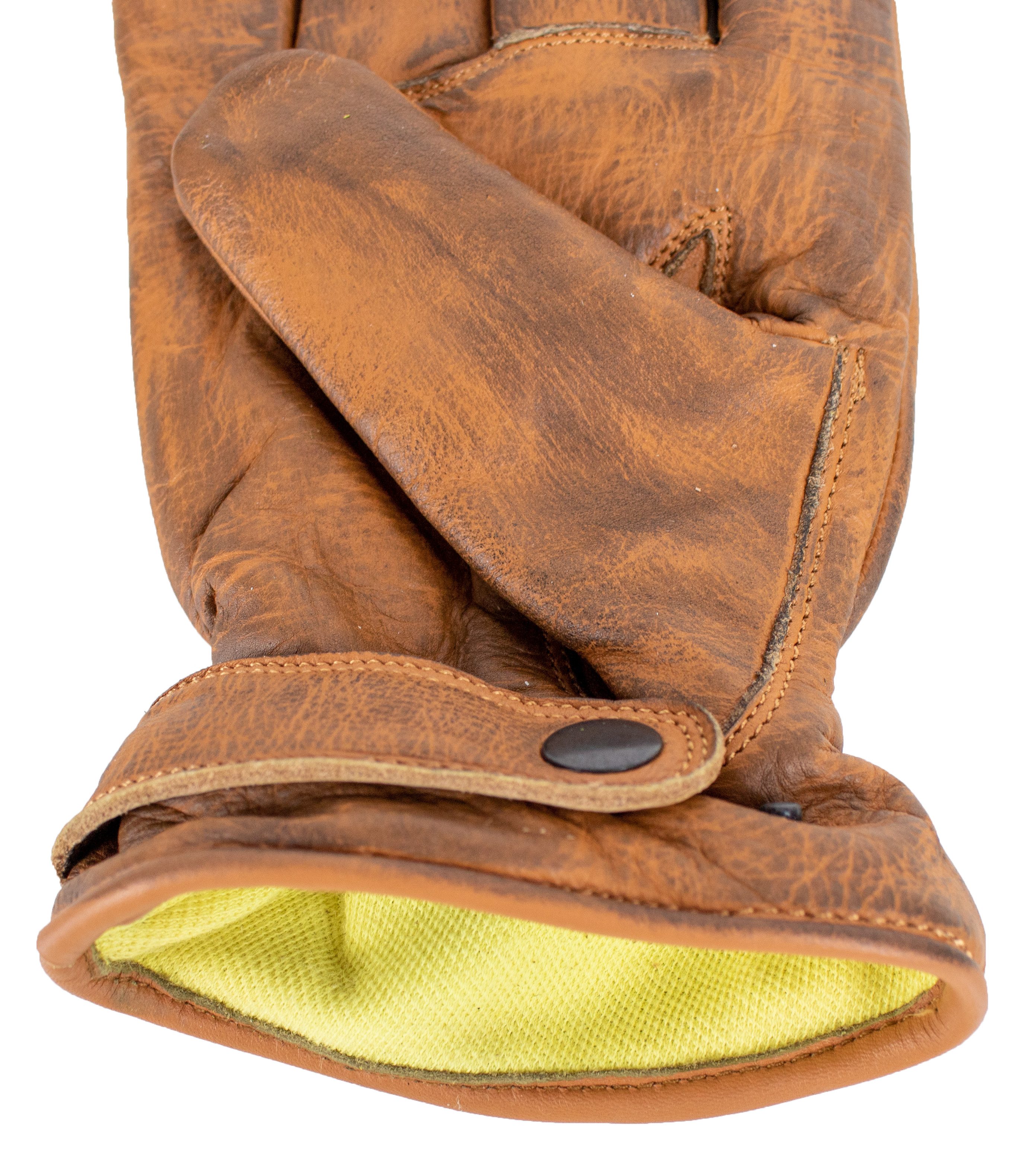 MDM Motorradhandschuhe MDM Classic Motorrad Lederhandschuh Braun, Aramid Innenfutter Abriebfest – Bild 4 von 5