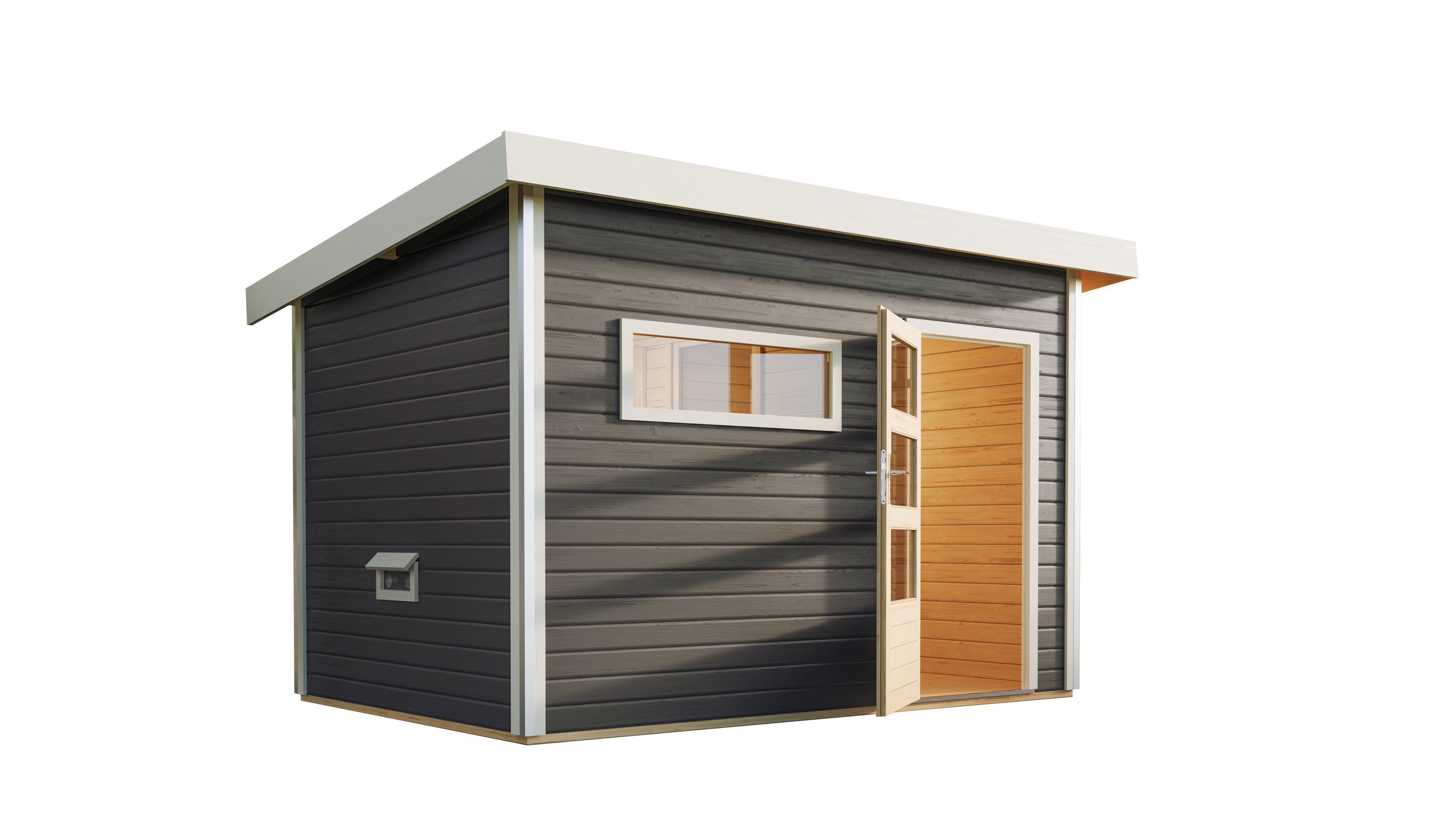 Karibu Saunahaus Saunahaus Helmi terragrau, nordische Fichte, Karibu Qualität