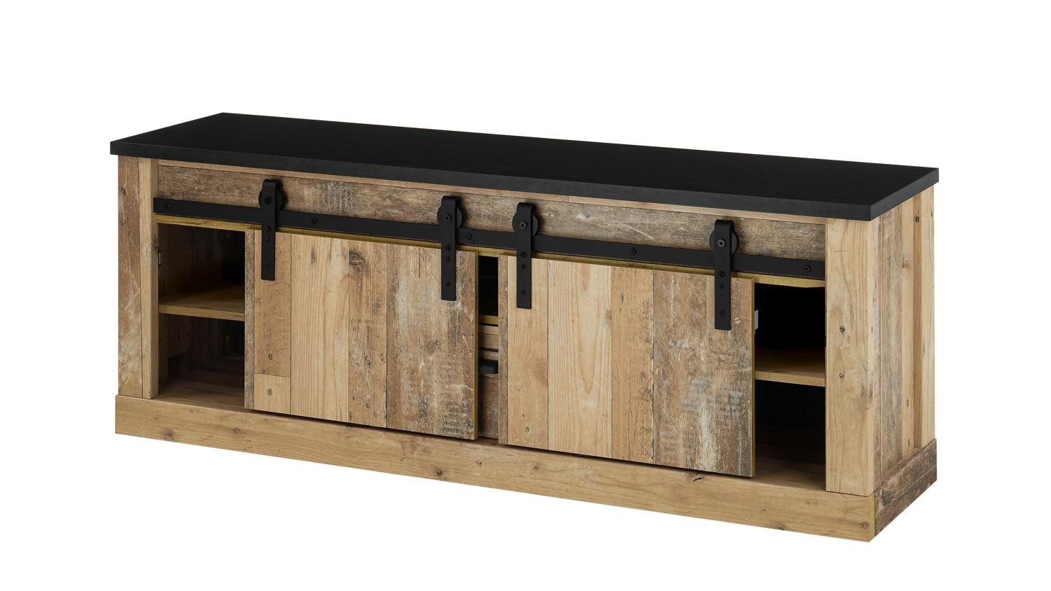 Möbel Akut Lowboard TV-Board Sherwood 30 Old Style hell anthrazit mit soft-close 162 cm