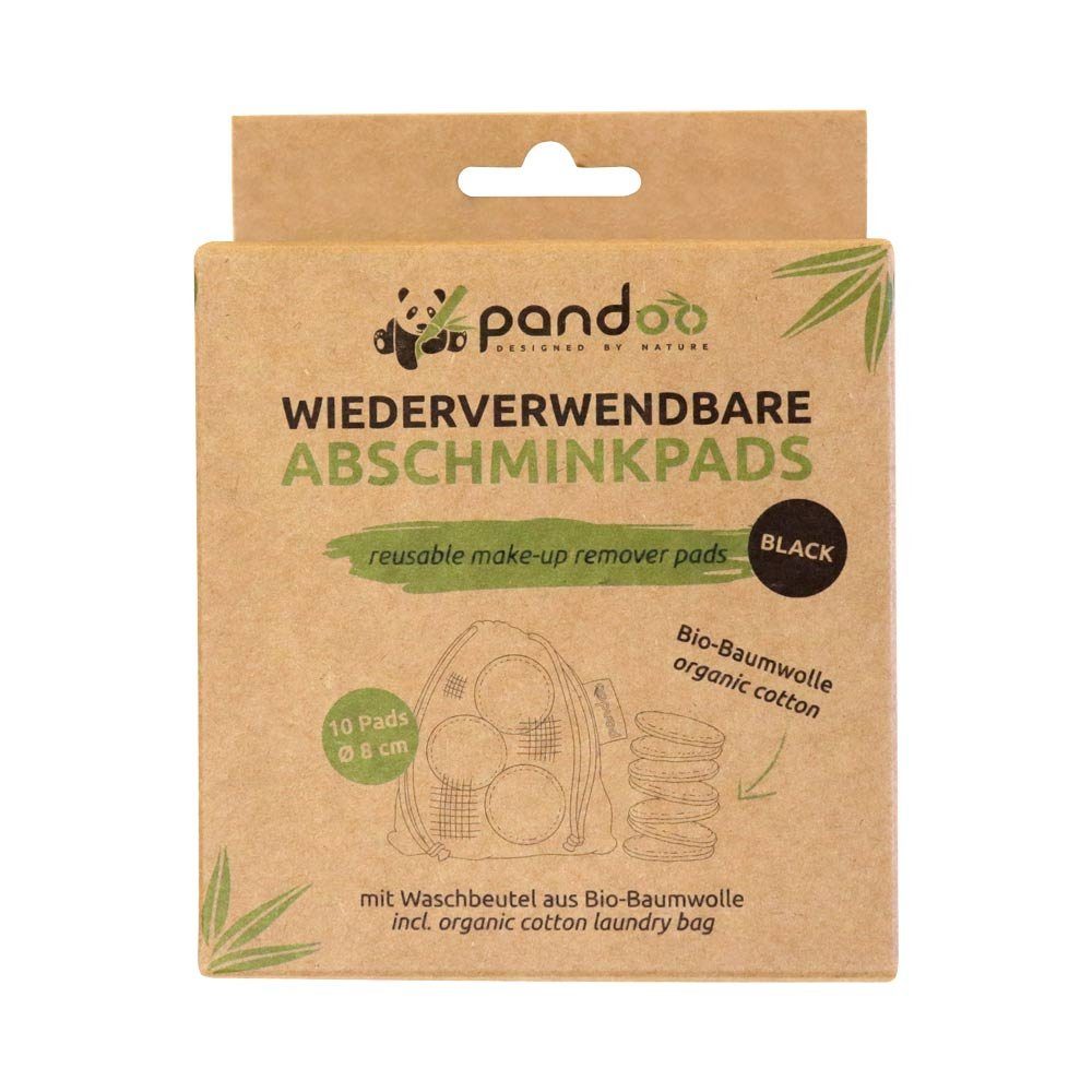 pandoo Abschminkschwamm 10 wiederverwendbare Abschminkpads, Schwarz, 100% Bio-Baumwolle, 10 tlg.