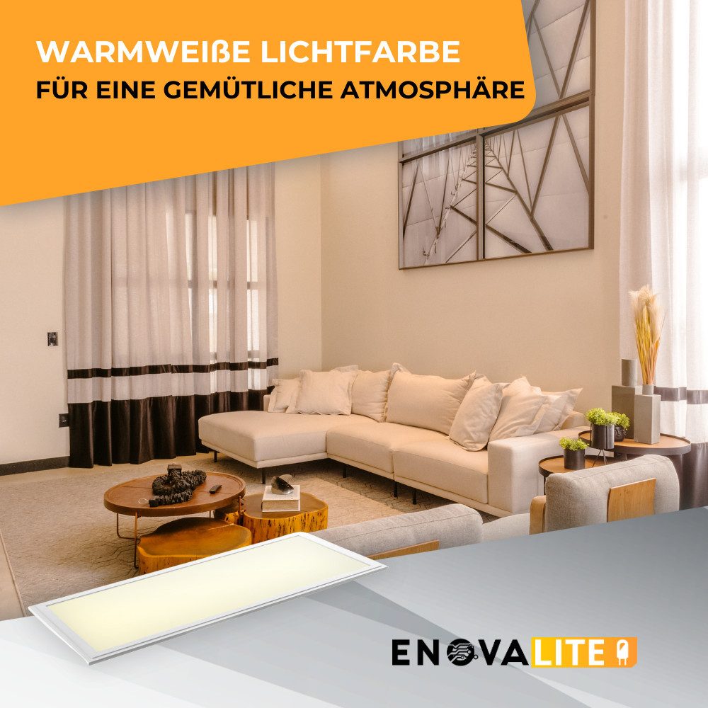ENOVALITE LED Rasterleuchte 5er Pack LED Panelleuchte 120x30 cm, 36 W, 3.600 lm, 3000 K (warmweiß), LED fest integriert, Warmweiß