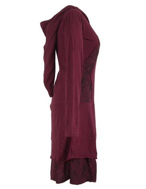Vishes Jerseykleid Langarm Lagenlookkleid mit Zipfelkapuze Elfen, Goa, Boho, Pixie Style