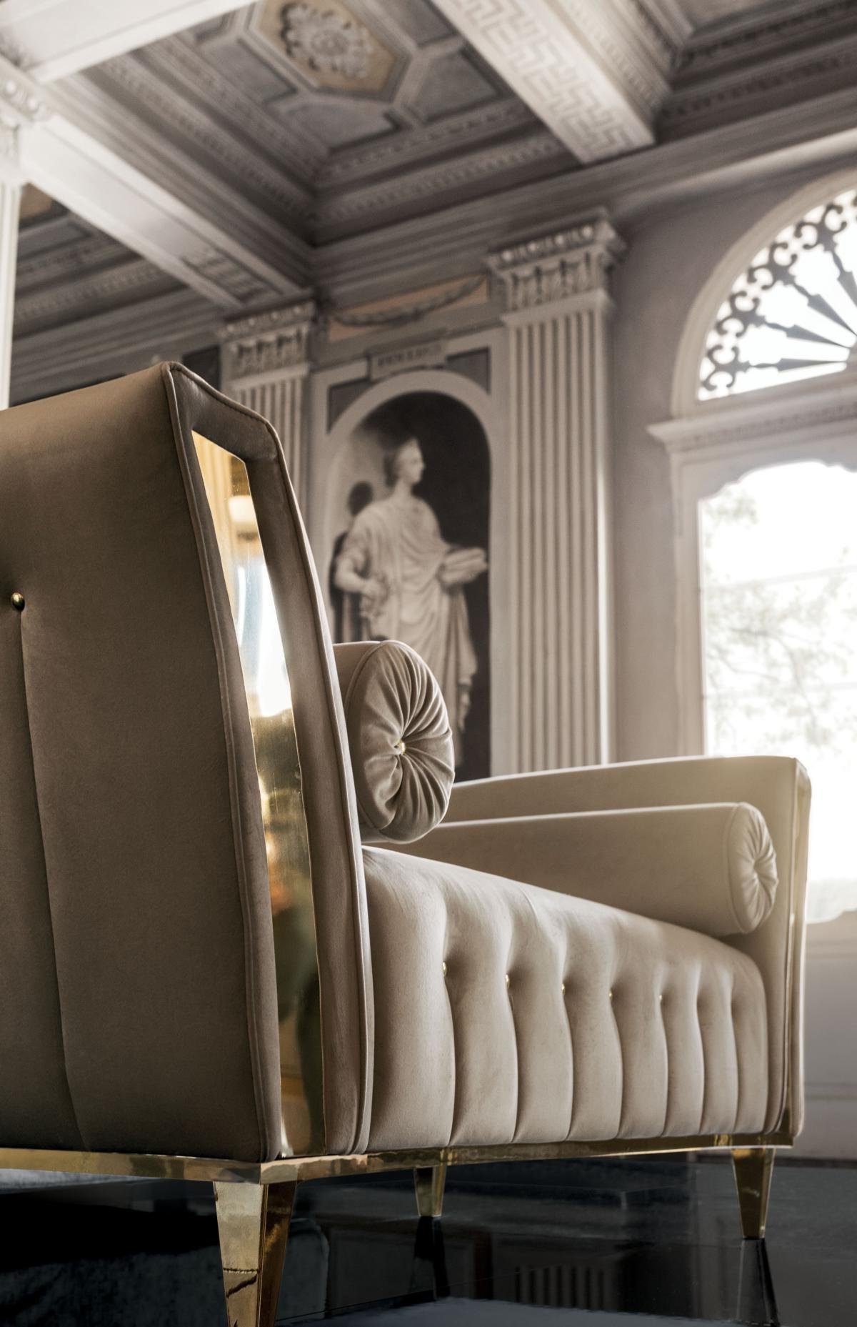 Xlmoebel Bettbank Arredoclassic Stoffsofa Relaxliege in elegantem Design, Hergestellt in Europa