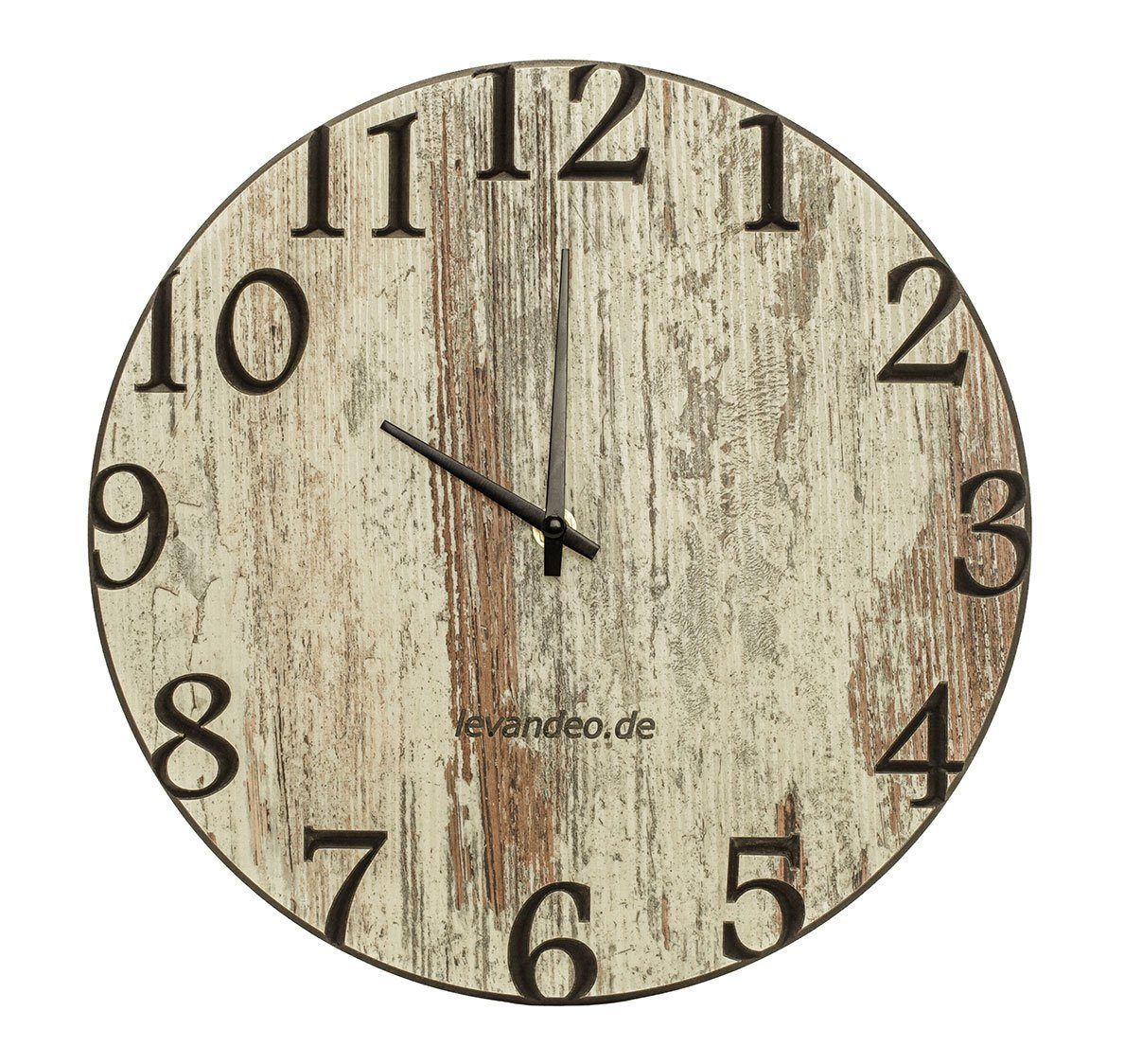 Levandeo® Wanduhr (Wand-Uhr Holz 30cm Shabby Chic Deutsche Herstellung klassisch) Shabby klassisch