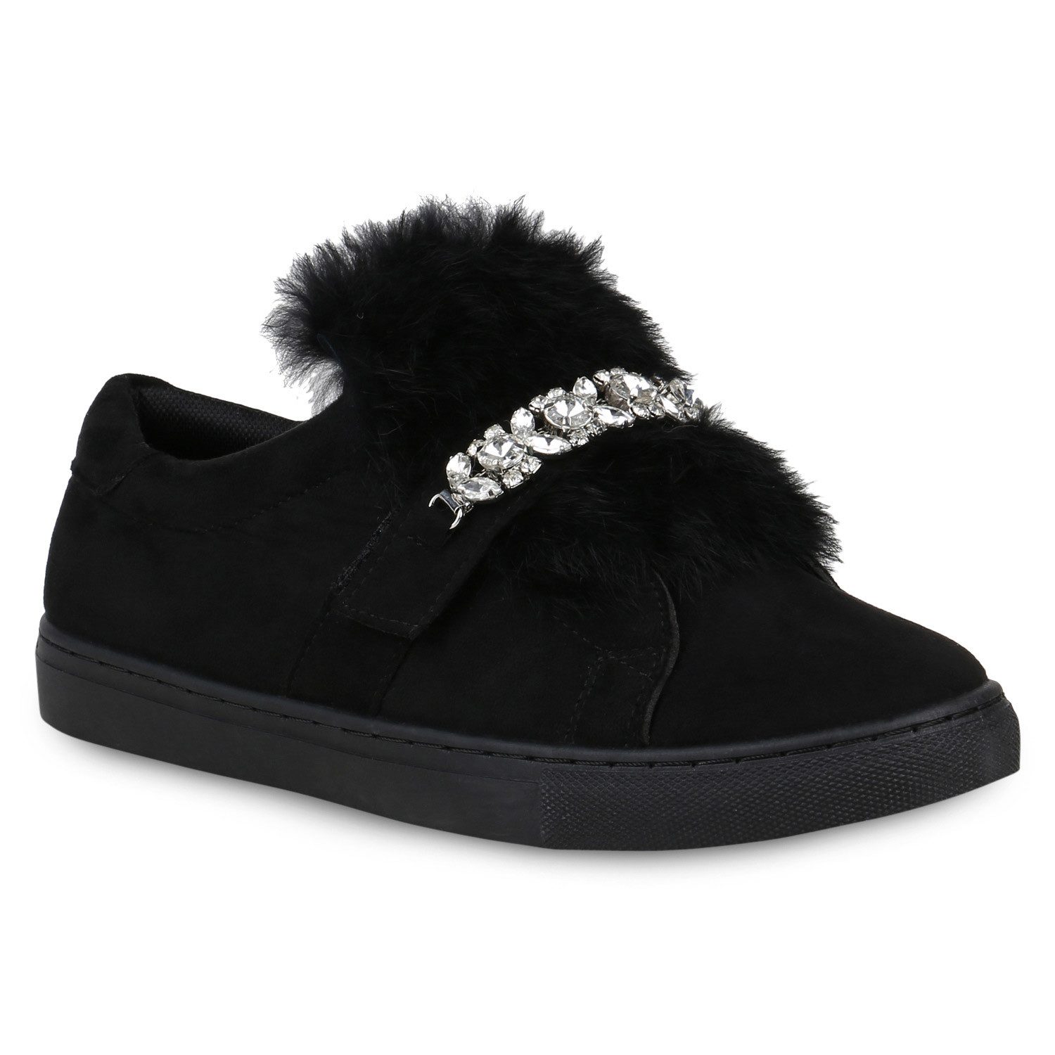 VAN HILL 820227 Sneaker Damen Sneaker Low Fell Strass Wildleder-Optik Freiz günstig online kaufen