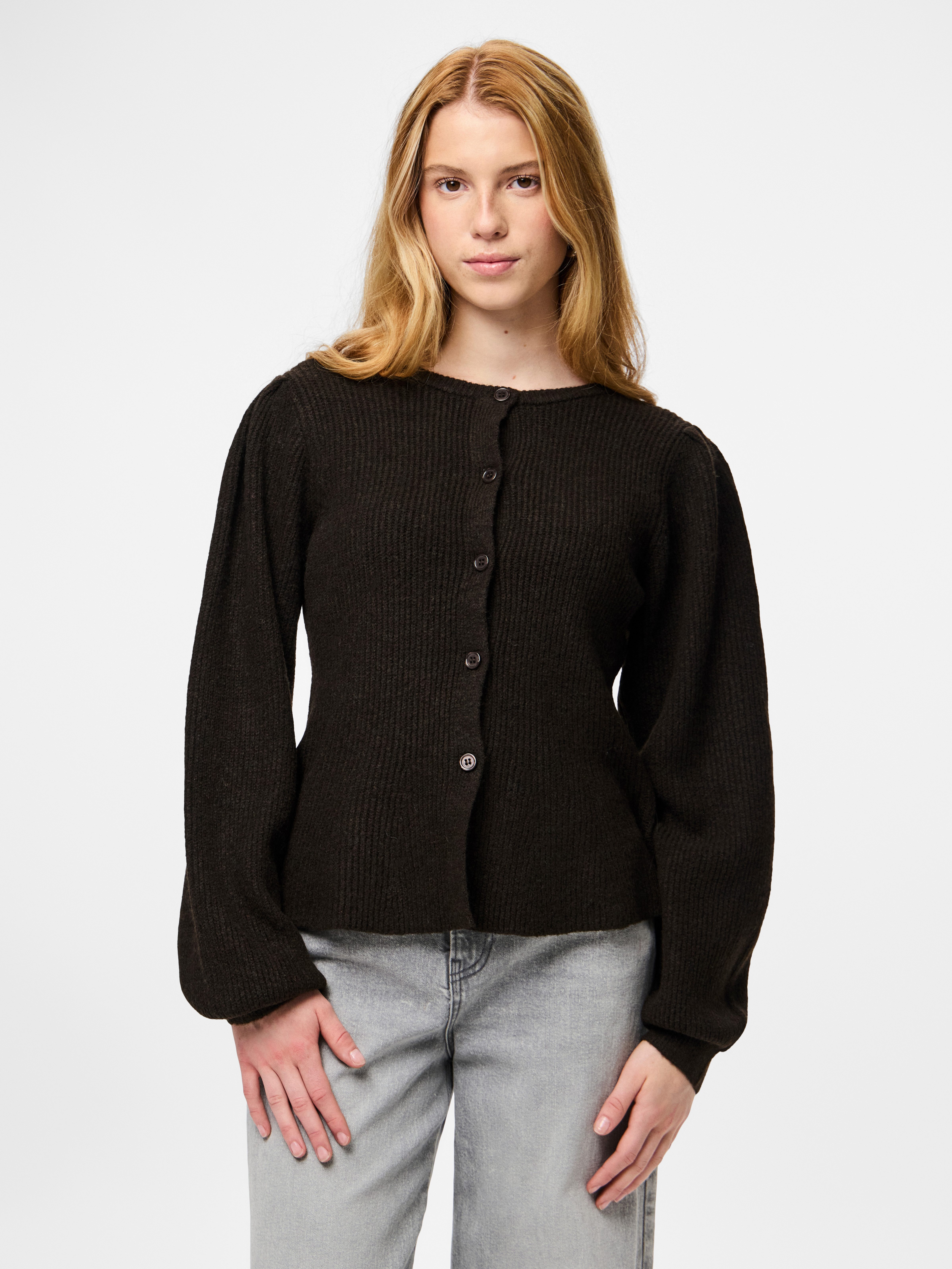 pieces Strickjacke PCSILLY LS PUFF KNIT CARDIGAN NOOS BC Materialmix