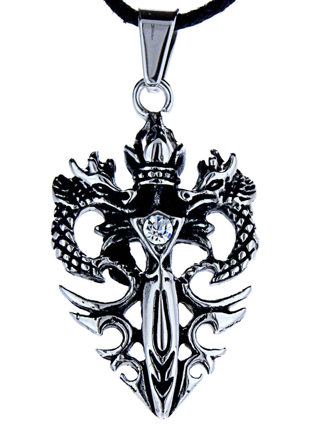 Kiss of Leather Kettenanhänger Drachen Schwert Anhänger Edelstahl Dragon Drache Dolch Fantasy