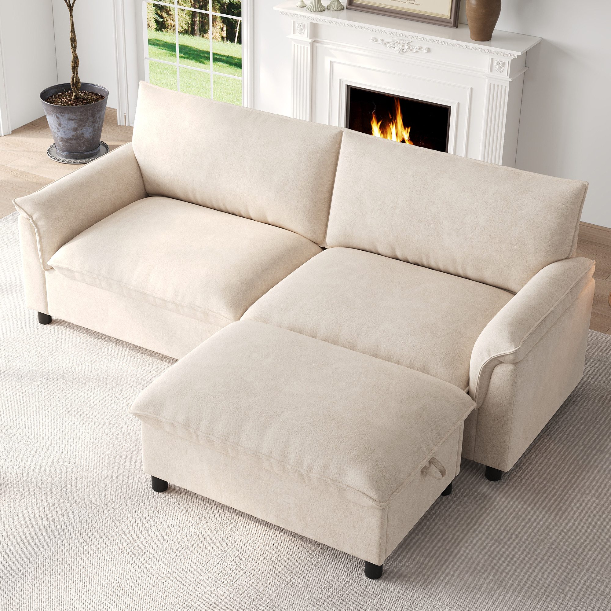 Celya Sofa Modulares Cloud-Sektionssofa, mit Stauraum und beweglichem Fußhocker, ideal für moderne Wohnräume