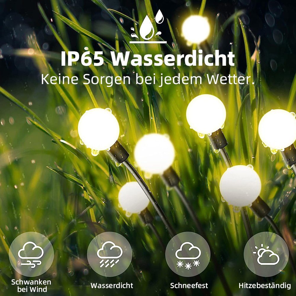 Gartenleuchte Außen,8 für Wasserdicht, Modi IP65 8 Solar LED Solarleuchte,Fernbedienung,IP65 Firefly,Solarlampen Timer Garten Warmweiß Gartenlichter MUPOO Funktion, Modi,4St, Wasserdicht,1200mAh-Batterien