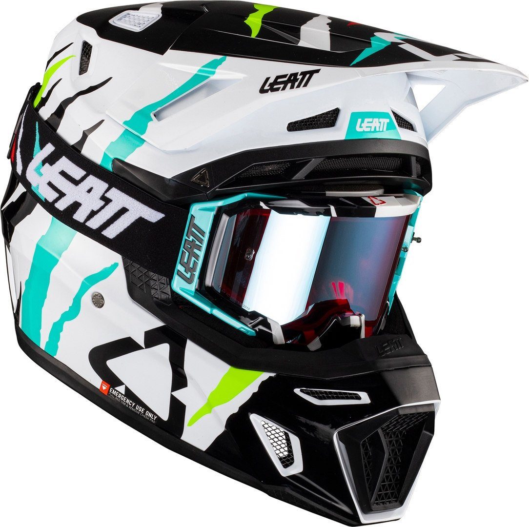 Leatt Motocrosshelm 8.5 Tiger Motocross Helm mit Brille, Atmungsaktiv, ECE 22.06