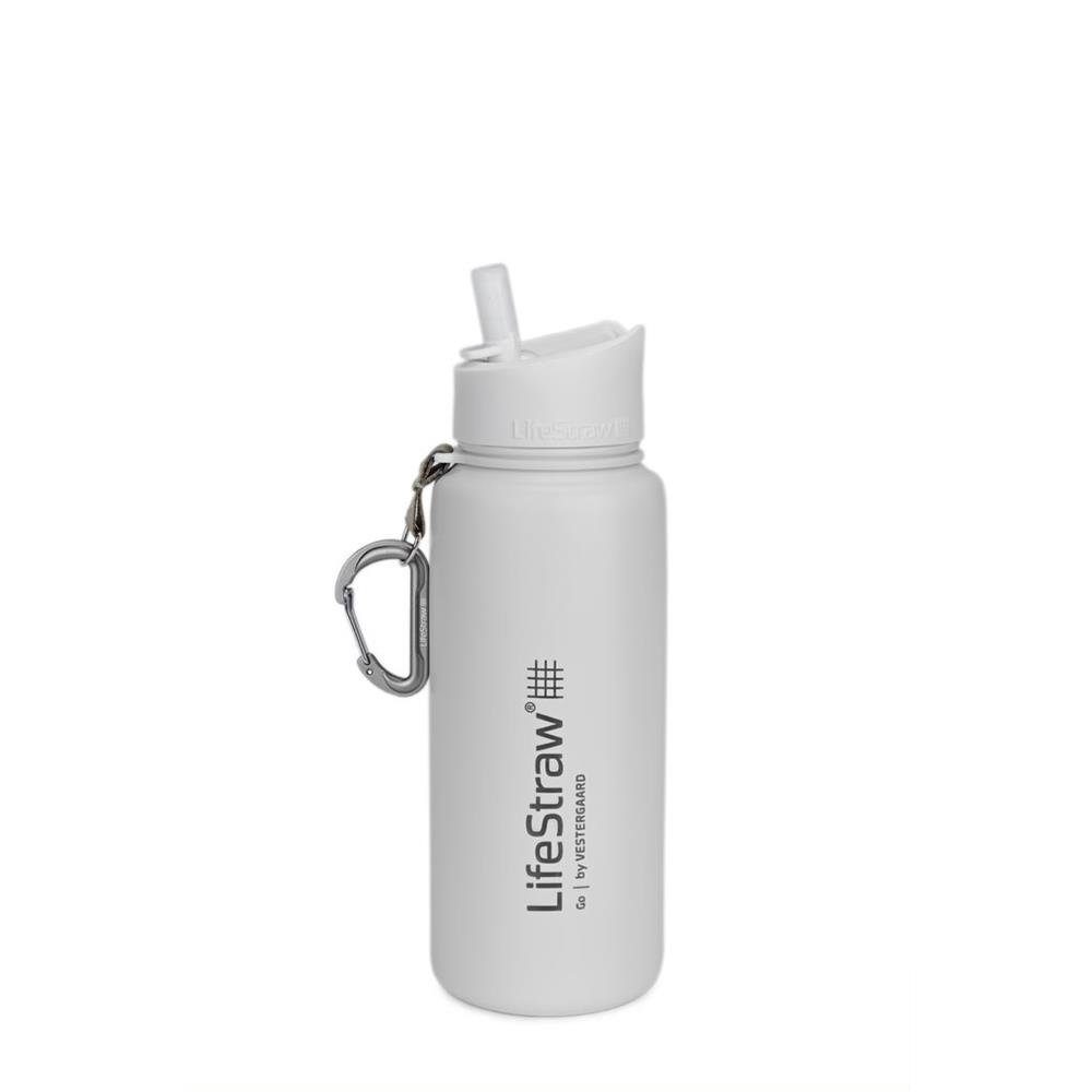 LifeStraw Trinkflasche Go Stainless Steel, mit weiß, Filter, Wasserflasche, 0,7l, spülmaschinenfest Edelstahl