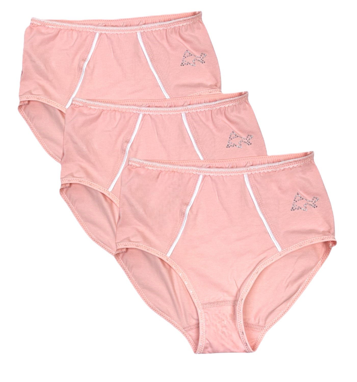 Toker Collection® Hüftslip Hipster "Sabrina" mit Glitzerapplikation 3 Stück (Packung, 3er Pack) Kontrastnähte im Vorderteil