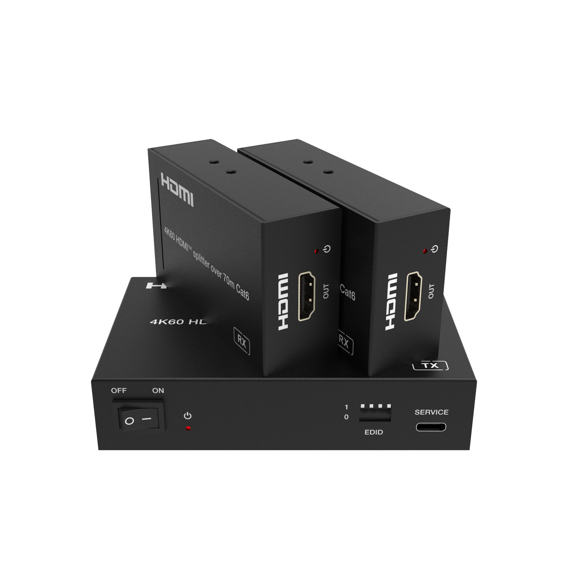 FeinTech HDMI-Splitter FeinTech SX230 HDMI 2.0 Splitter 1 In 2 Out over CAT Extender, 60m Reichweite, 4K 60Hz, Loop Out