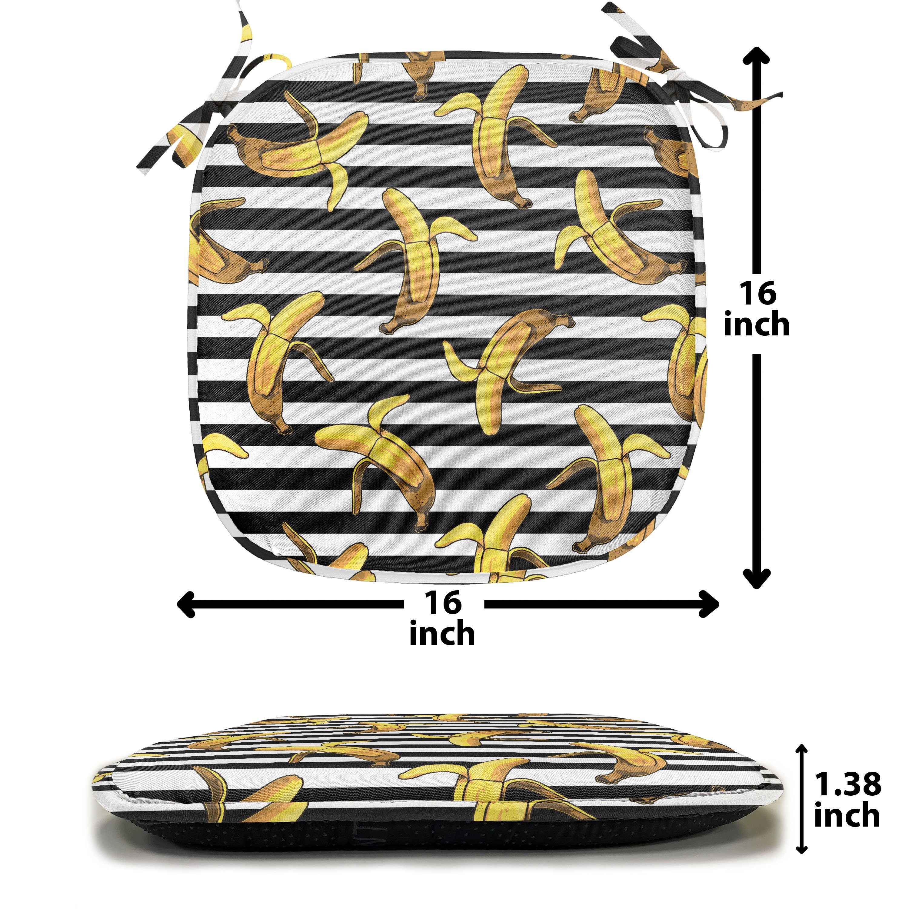 Bananen Stripes wasserfestes für mit Indie Riemen Kissen Dekoratives Stuhlkissen Tropical Abakuhaus Küchensitze,