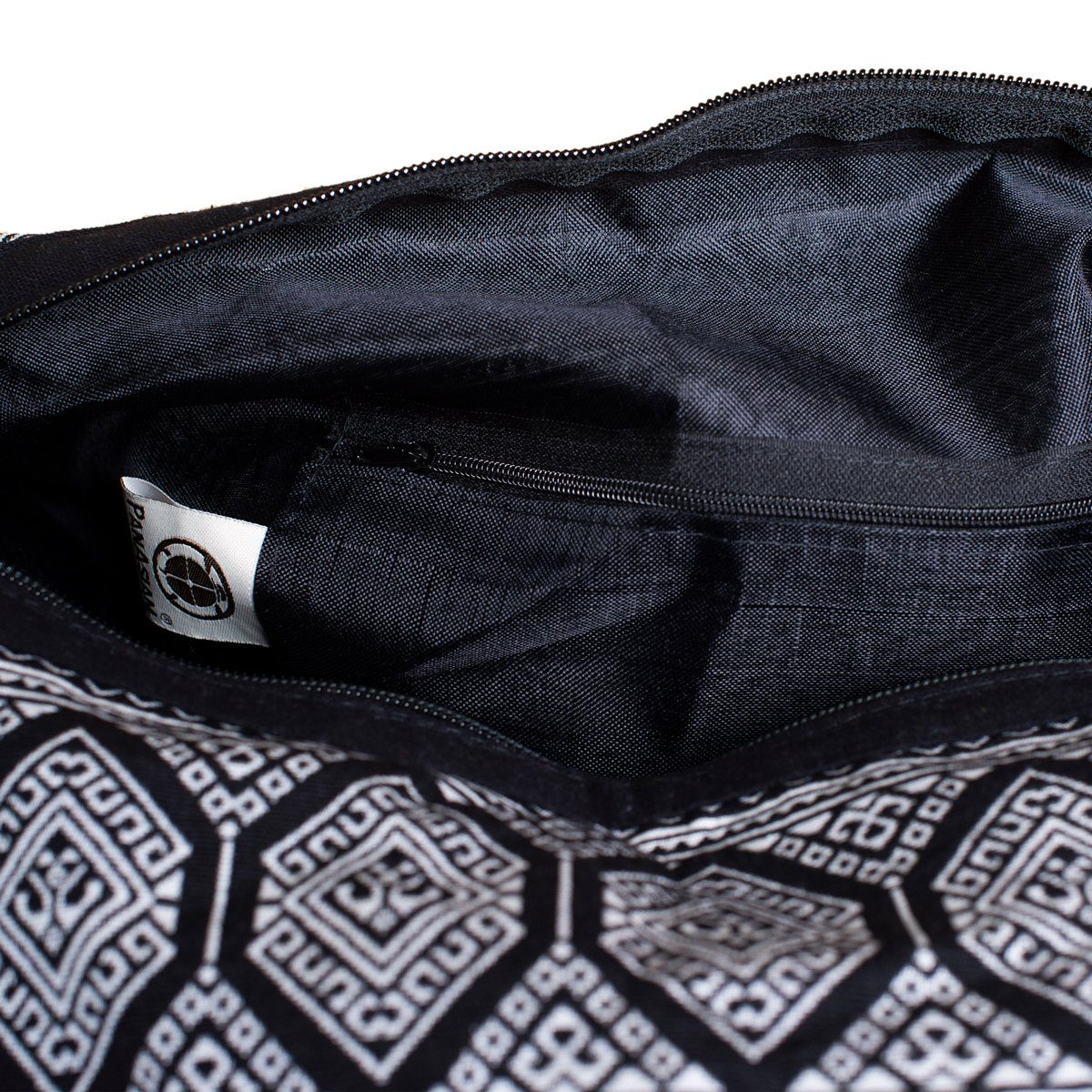 PANASIAM Schultertasche Designs Schwarz in fester aus gewebten Baumwolle Wickeltasche, oder Beuteltasche Yogatasche nutzbar Umhängetasche auch Handtasche Strandtasche als