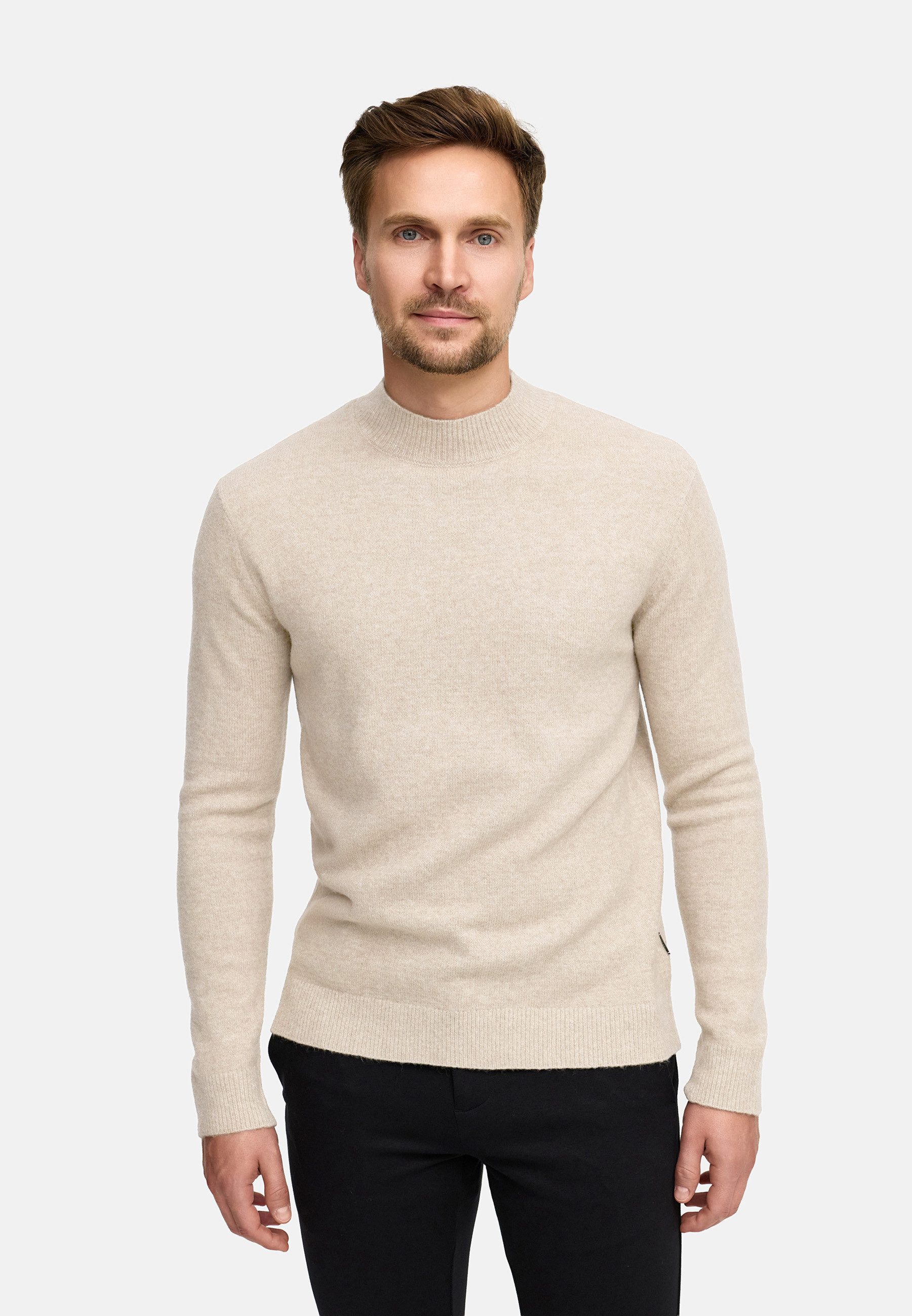 Jeff Strickpullover Herren JFCollin turtle Pullover Herrenpullover Stehkragenpullover aus Strick mit Rippbündchen