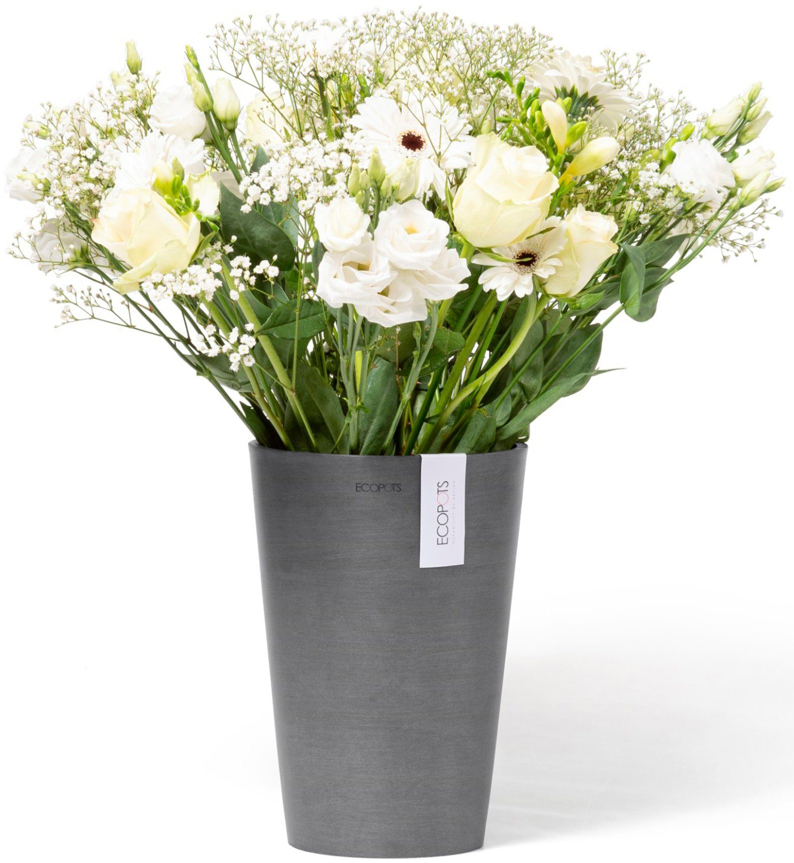 ECOPOTS Blumentopf Pisa 17,5 Grau, für den Innenbereich