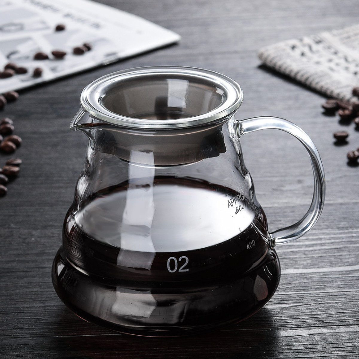 Rwoythk Kaffeekanne Handgebrühte Kaffeekanne Heim-Kaffeekanne Sharing-Topf, Glas, aus