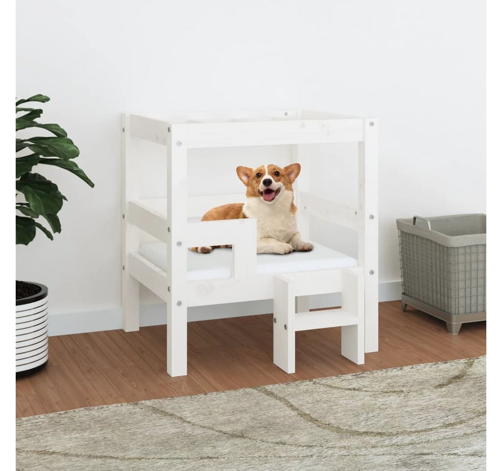 Thumbnail - vidaXL Tierbett, Hundebett Weiß 55,5x53,5x60 cm Massivholz Kiefer