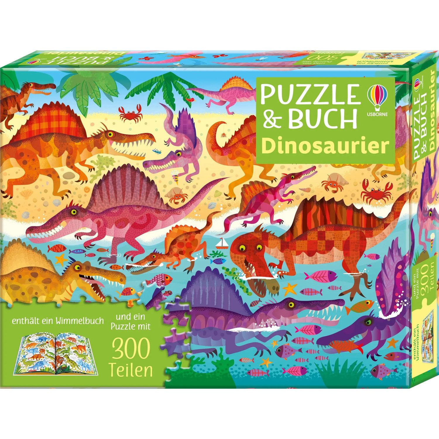 Usborne Verlag Puzzle Puzzle & Buch: Dinosaurier, 300 Puzzleteile