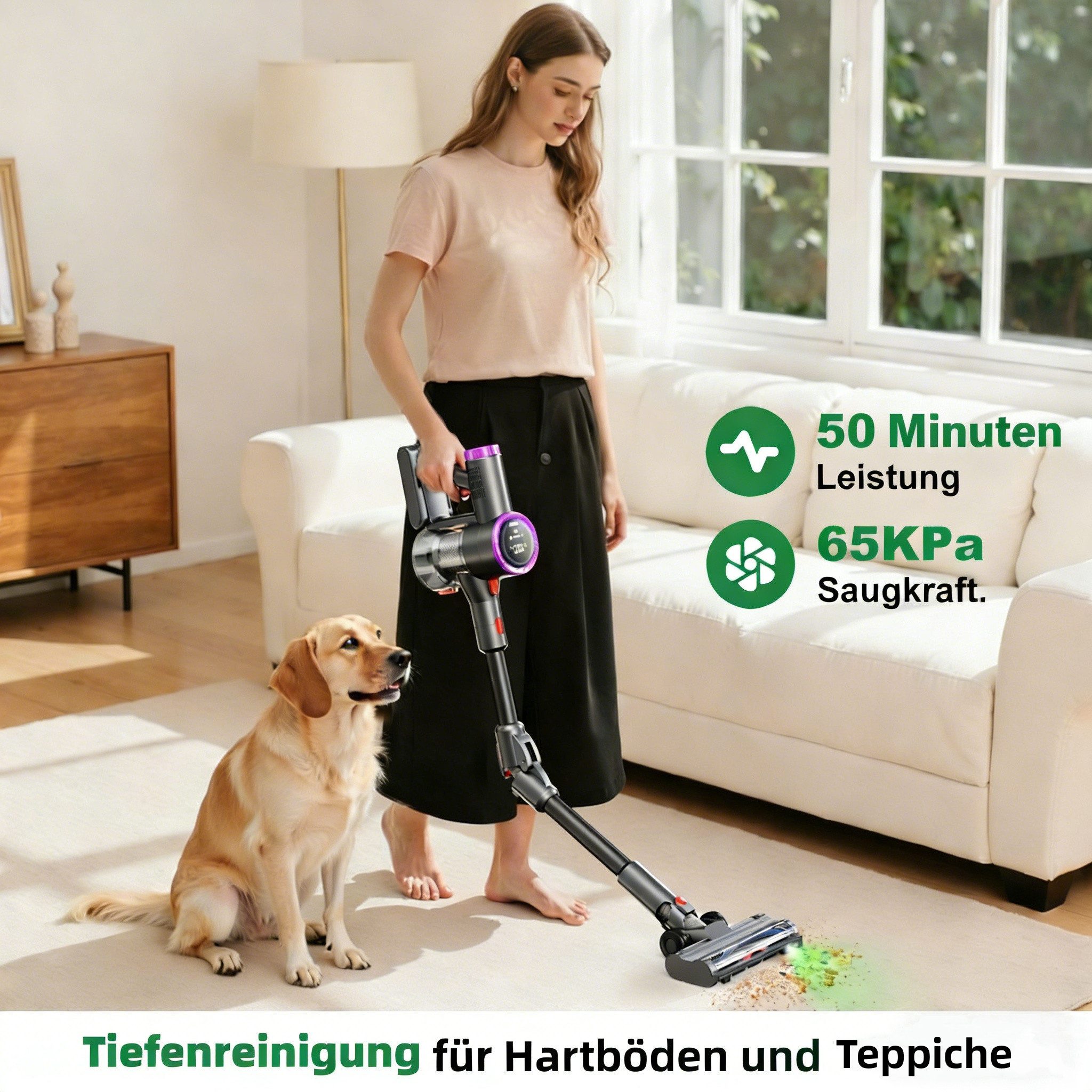 PRASKY Akku-Hand-und Stielstaubsauger 550W P1MAX Staubsauger kabellos, akkustaubsauger, Externe Akkuanzeige, 550 W, mit Beutel, 550W 65000Pa Netzteil im Lieferumfang enthalten staubsauger kabellos