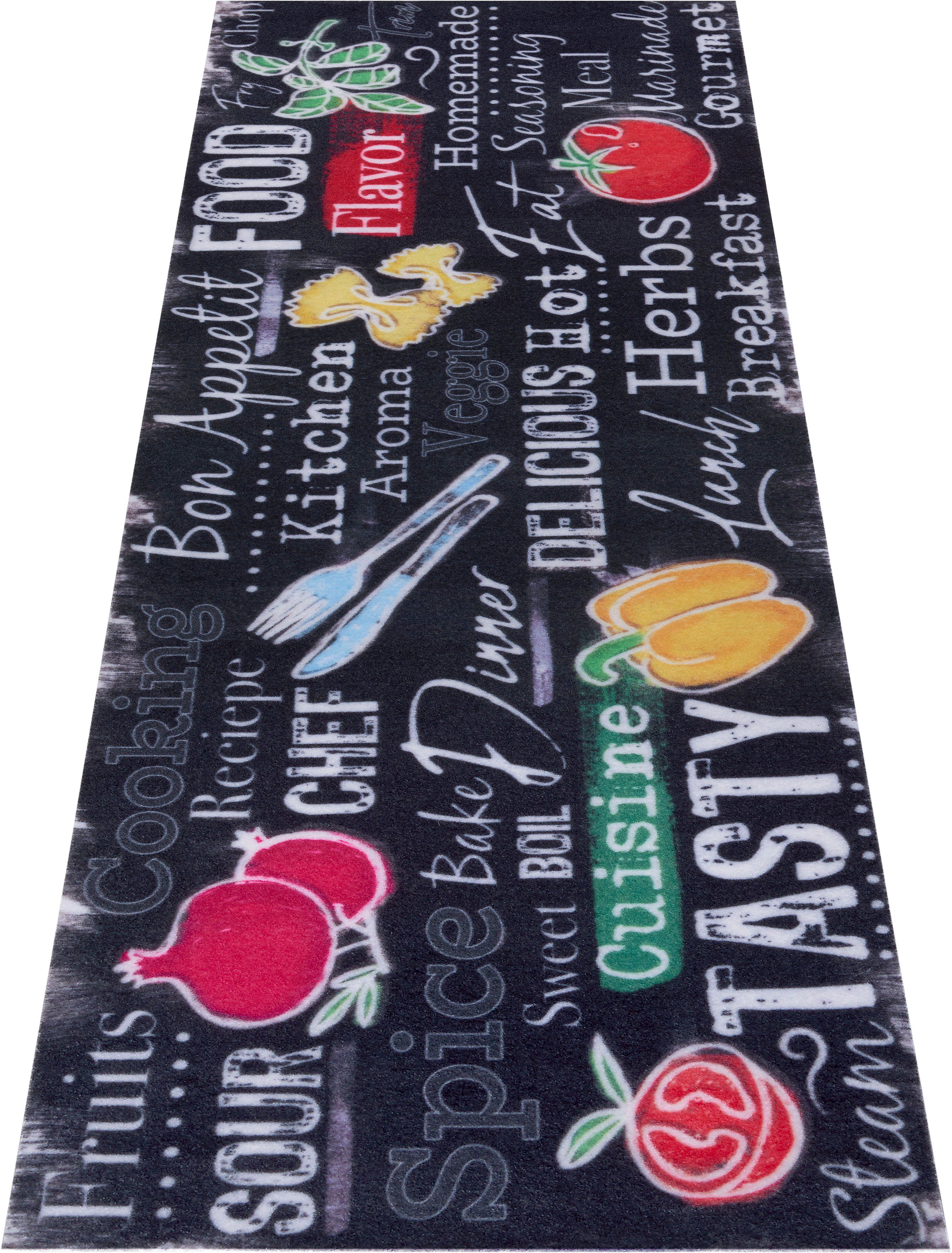 Küchenläufer Delicious Kitchen Board, HANSE Home, Höhe: Rutschfest, Küche, Teppich, Läufer, Pflegeleicht rechteckig, Küchenteppich, 3 mm