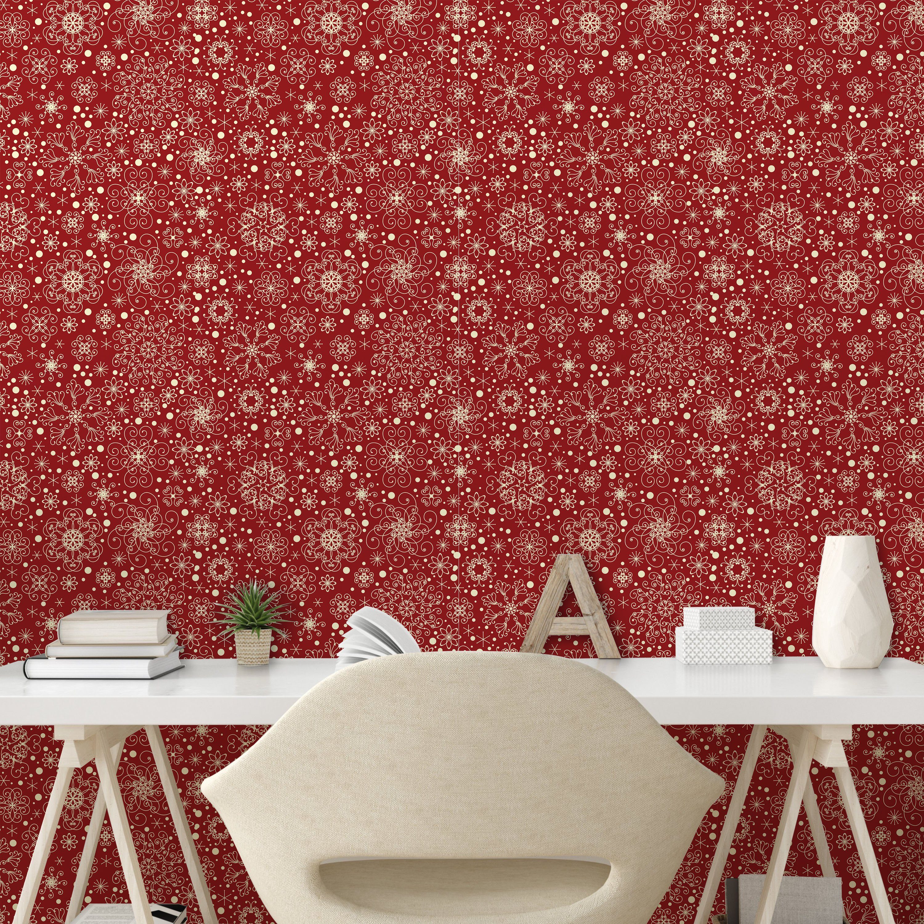 Stil Schneeflocken selbstklebendes Vinyltapete Filigree rot Küchenakzent, Abakuhaus Wohnzimmer