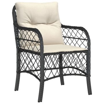 vidaXL Gartenlounge-Set 3-tlg. Bistro-Set mit Kissen Schwarz Poly Rattan, (3-tlg)