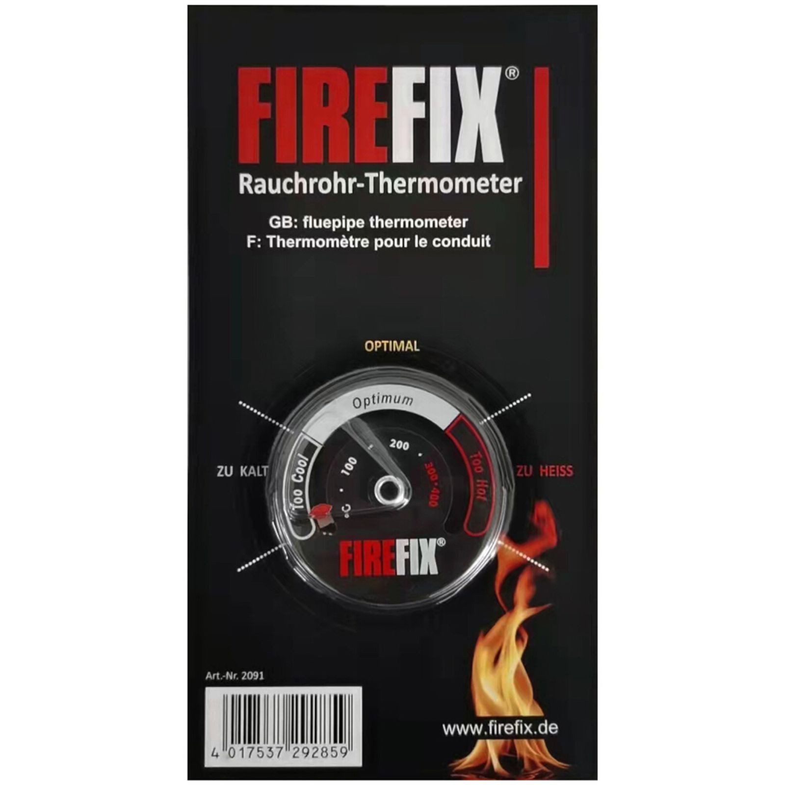 Firefix Ofenrohr FIREFIX Rauchrohr Thermometer magnetisch Ofen Kamin Temperaturanzeige