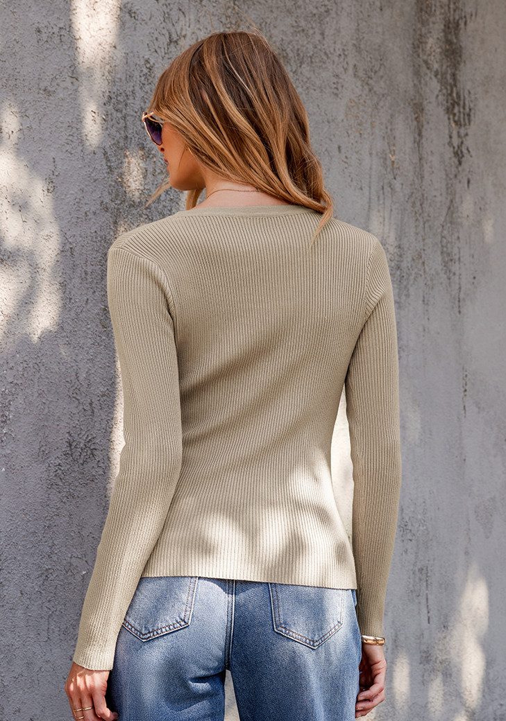 Cupshe Strickpullover Langärmeliges mit Knopfleiste