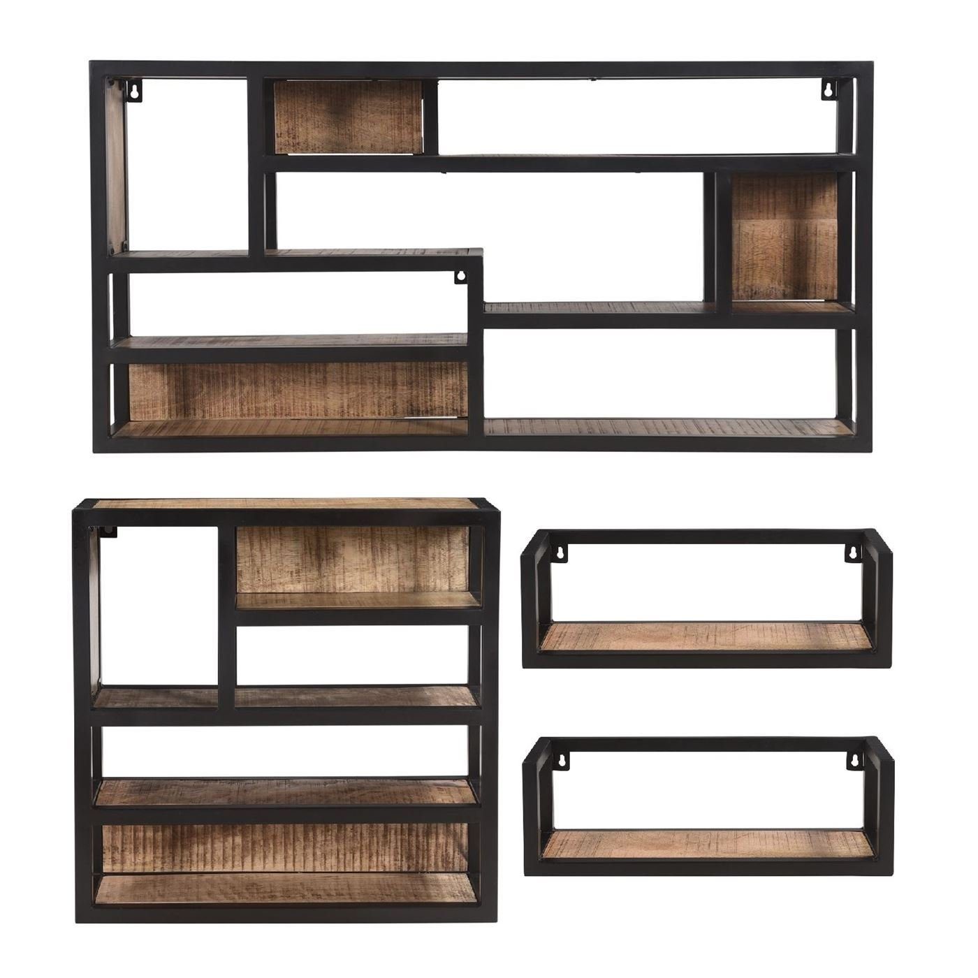 baario Wandregal Wandregal INDUSTRIAL 50x16, schwarz Holz Metall Küche Häng günstig online kaufen