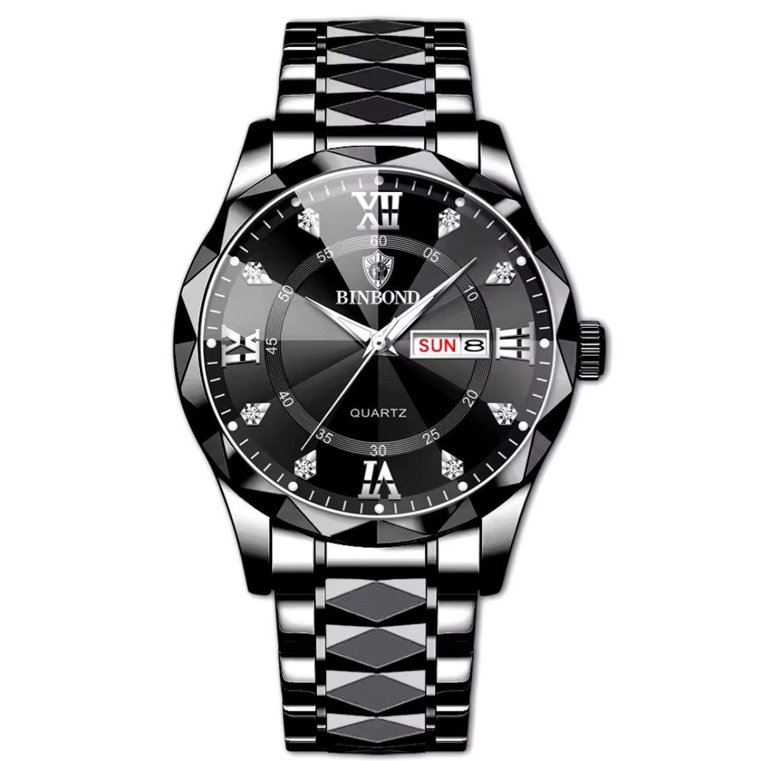 Quarzuhr Multifunktionsuhr Armbanduhr Chronograph Herrenuhr BinBond Quarzuhr