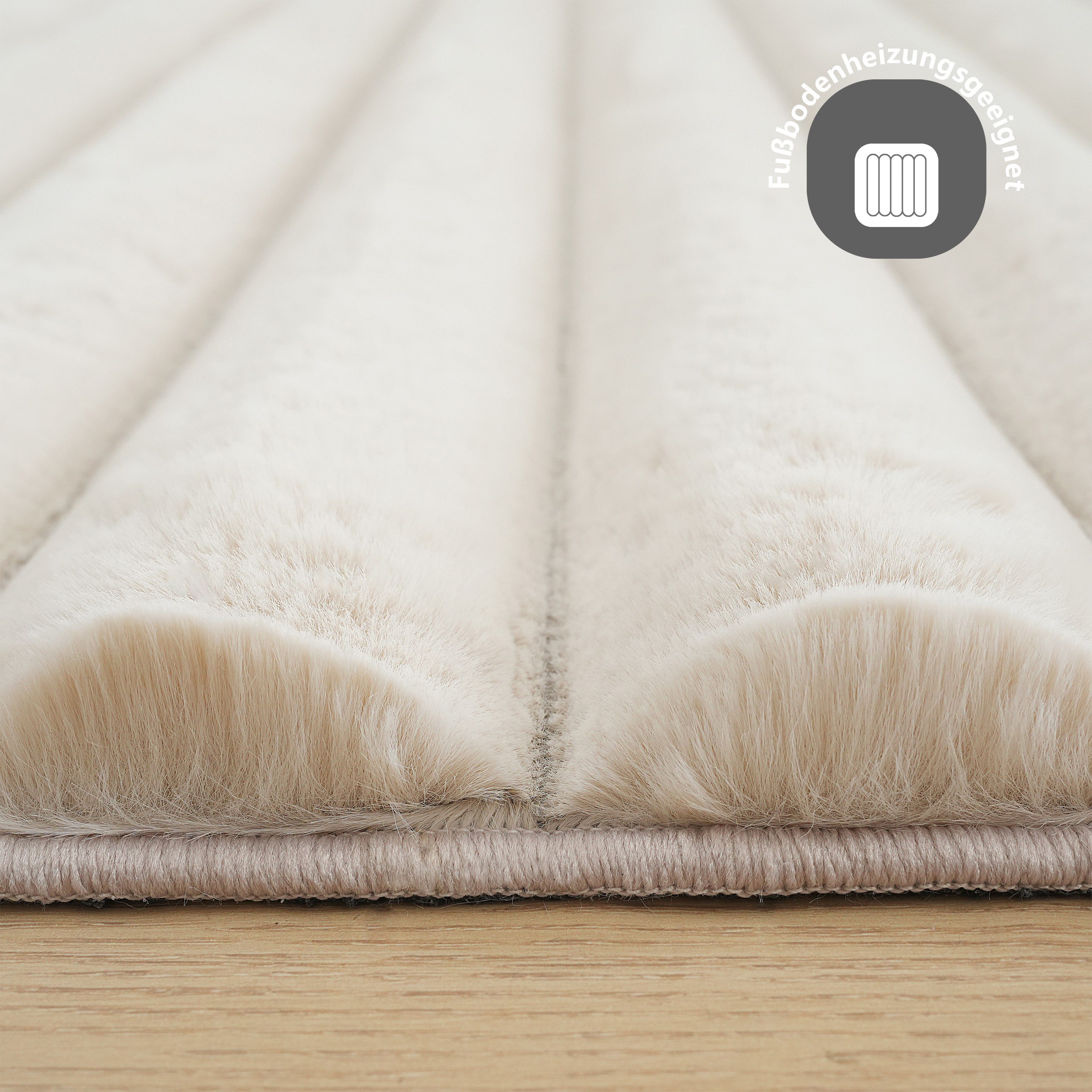 my home Teppich Melanie, Kunstfellteppich, besonders weich, Hoch-Tief-Effekt, rechteckig, Höhe: 28 mm, Kaninchenfell Optik, Wohnzimmer, Schlafzimmer, auch als Läufer
