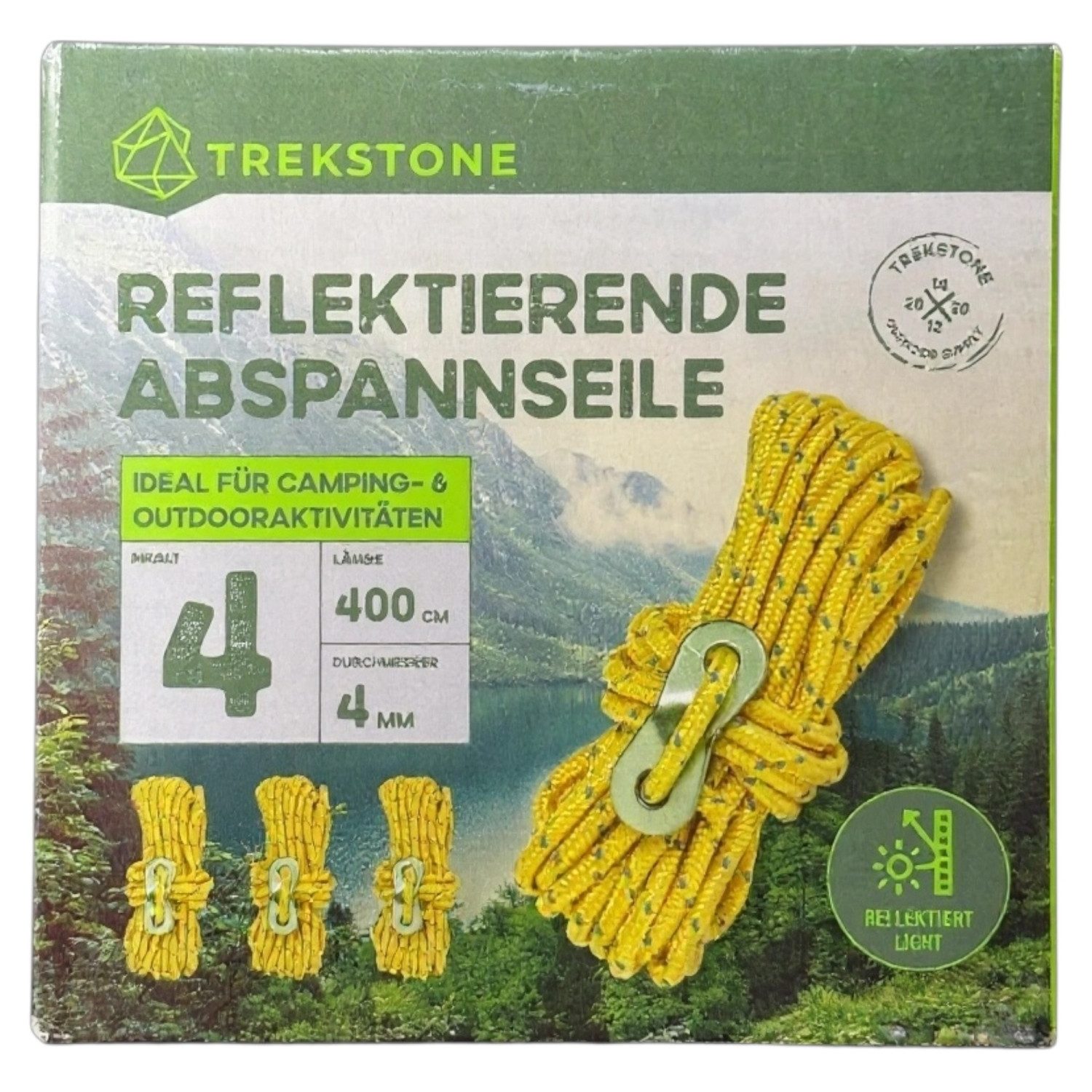 Kremer Seilhaken Trekstone 4x Reflektierende ABSPANNSEILE Ø 4mm Длина 4 m Zeltschnur